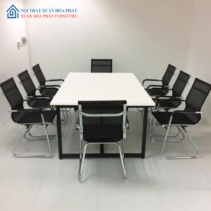 Bàn Phòng Họp Chân Sắt 2m Gỗ Melamin