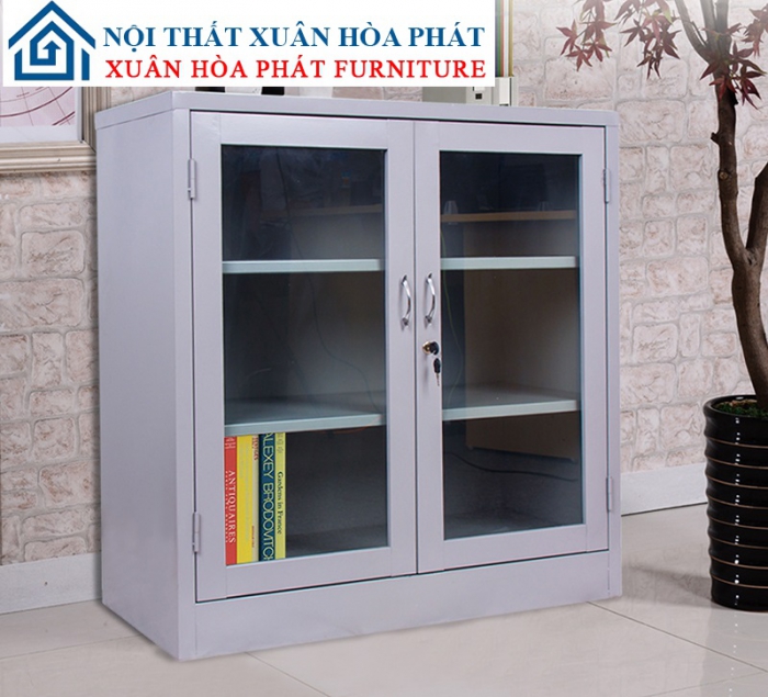 Tủ sắt thấp 2 cánh kính – TSK01